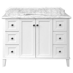 Coventry 120X55 Single Bowl White Vanity With Marble Top & Under Counter Basin - 3 Taphole