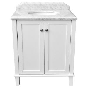 Coventry 75X55 White Vanity With Marble Top & Under Counter Basin - 1 Taphole