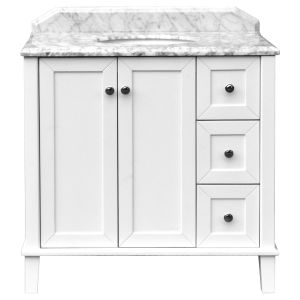 Coventry 90X55 White Vanity With Marble Top & Under Counter Basin - 1 Taphole