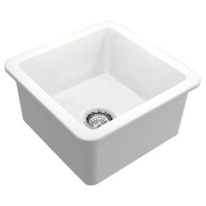 Kit-Cuisine 46X46 Inset/Undermount Fireclay Sink Matte White With Overflow Included Waste