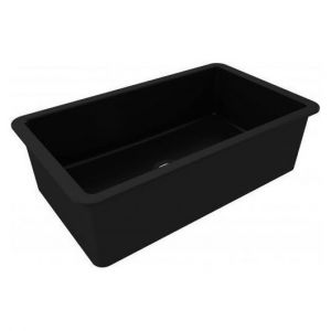 Kit-Cuisine 81X48 Inset/Undermount Fireclay Sink Matte Black With Overflow Included Waste