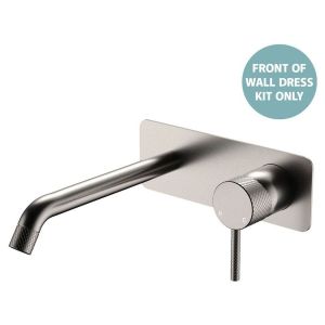 Axle Wall Basin/Bath Mixer Dress Kit Rectangular Plate 200mm Outlet in Brushed Nickel
