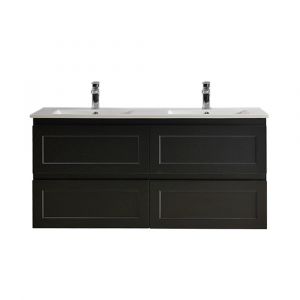 Tiffany 1200mm Double Basin Wall Hung Vanity Cabinet Matte Black