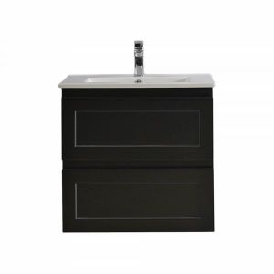 Tiffany 600mm Single Basin Wall Hung Vanity Cabinet Matte Black