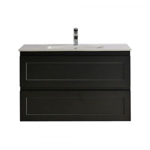 Tiffany 900mm Single Basin Wall Hung Vanity Cabinet Matte Black