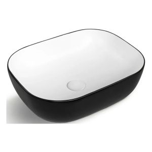 Artis O'96 455x325x135 Matte Black & Gloss White Oval Basin Ultra Slim