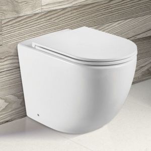 Koko Matte White Wall-Faced Toilet Suite - Pan + Seat + R&T In-Wall Cistern, S-Trap
