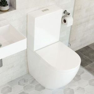 Alix Back-to-Wall Toilet Suite, White Seat, S-Trap 160-230