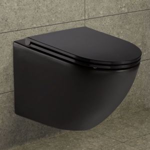 Koko Matte Black Wall-Hung Toilet Suite - Pan + Seat ONLY