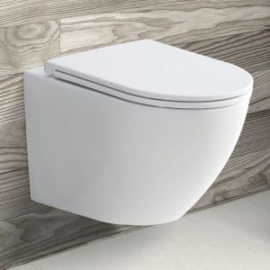 Koko Matte White Wall-Hung Toilet Suite - Pan + Seat ONLY