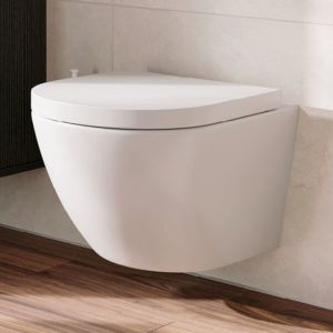 Koko Gloss White Wall-Hung Toilet Suite - Pan + Seat ONLY