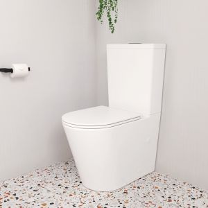 Aluca Back-to-Wall Toilet Suite, Slim Seat - Pan + Seat + R&T Cistern, P-Trap