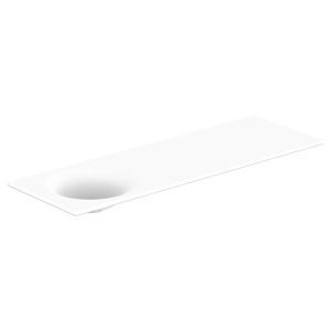Snow Solid Surface Top 1500mm Offset Bowl in Gloss White