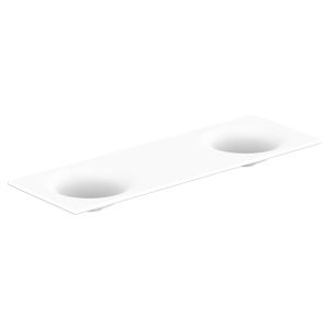 Snow Solid Surface Top 1500mm Double Bowl in Gloss White