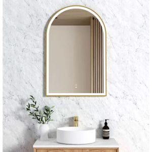 LED Archie 900X600 Gold Metal Frame Mirror