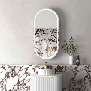 Noosa LED Oval Shaving Cabinet - Matte White