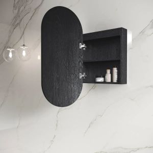 Noosa LED Oval Shaving Cabinet - Black Oak