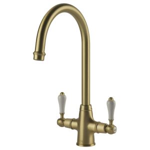 Ludlow Double Sink Mixer - Brushed Brass