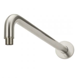Round Wall Shower Curved Arm 400mm Brushed Nickel