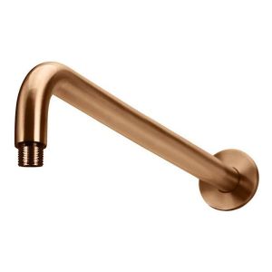 Round Wall Shower Curved Arm 400mm, Lustre Bronze