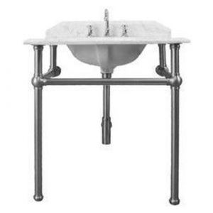 Mayer Brushed Nickel Basin Stand With 75X55 Marble Top - 3 Taphole