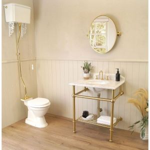 Mayer 75 Brushed Brass Slat Shelf Included Arms