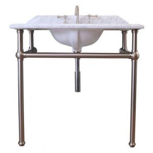 Mayer Brushed Nickel Basin Stand With 90X55 Marble Top - 1 Taphole