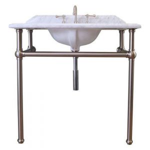 Mayer Brushed Nickel Basin Stand With 90X55 Marble Top - 3 Taphole