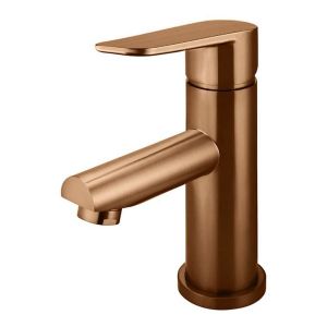 Round Basin Mixer - Paddle Handle, Lustre Bronze