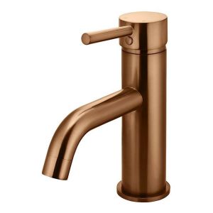 Round Basin Mixer Curved , Lustre Bronze