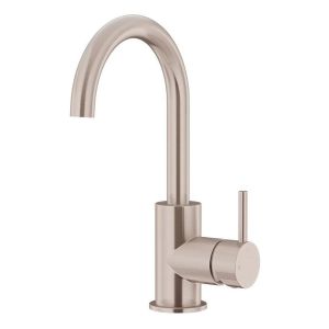 Round Gooseneck Basin Mixer, Champagne