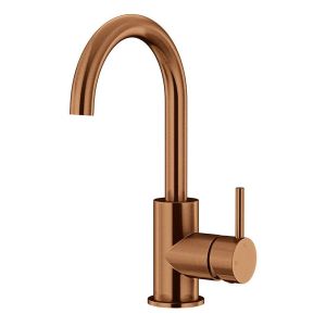 Round Gooseneck Basin Mixer, Lustre Bronze