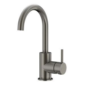 Round Gooseneck Basin Mixer, Shadow Gunmetal