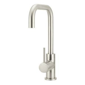 Round Kitchen Mixer Tap Curved Brushed Nickel