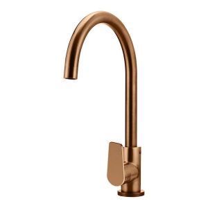 Round Kitchen Mixer Tap - Paddle Handle, Lustre Bronze