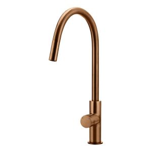 Round Piccola Pull Out Kitchen Mixer Tap - Pinless Handle, Lustre Bronze