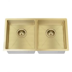 Kitchen Sink - Double Bowl 860 x 440 Brushed Bronze Gold