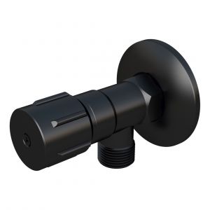 Round Mini Stop Cistern Tap with backplate Matte Black
