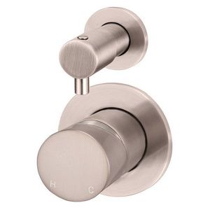 Round Diverter Mixer Pinless Handle Trim Kit (In-Wall Body Not Included) - Champagne