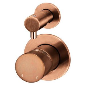 Round Diverter Mixer Pinless Handle Trim Kit (In-Wall Body Not Included) - PVD Lustre Bronze