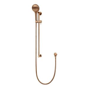 Round Hand Shower on Rail Column, Three Function Hand Shower, Lustre Bronze