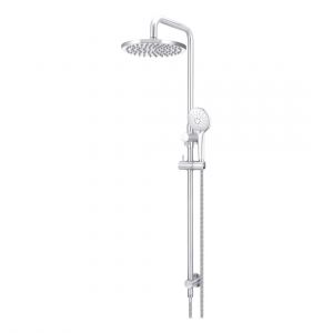 Round Combination Shower Rail 200mm Rose, Three Function Hand Shower Chrome