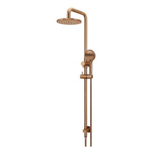 Round Combination Shower Rail 200mm Rose, Three Function Hand Shower , Lustre Bronze