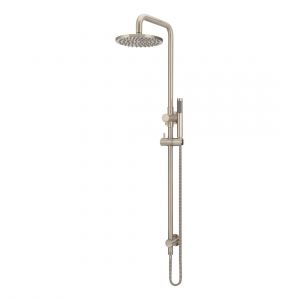 Round Combination Shower Rail 200mm Rose, Single Function Hand Shower Champagne