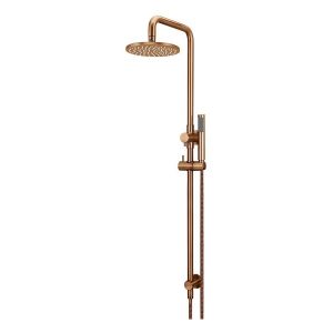 Round Combination Shower Rail, 200mm Rose, Single Function Hand Shower , Lustre Bronze