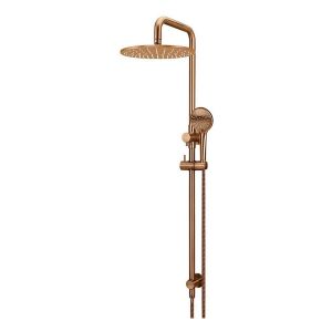 Round Combination Shower Rail 300mm Rose, Three Function Hand Shower , Lustre Bronze