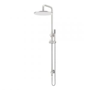 Round Combination Shower Rail, 300mm Rose, Single Function Hand Shower Brushed Nickel