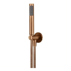 Round Hand Shower on Fixed Bracket, Single Function Hand Shower, Lustre Bronze