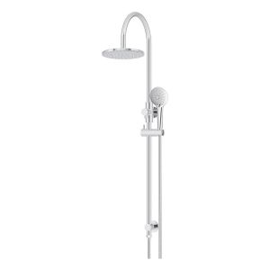 200mm Round Overhead Shower Rail, Three Function Hand Shower, Chrome