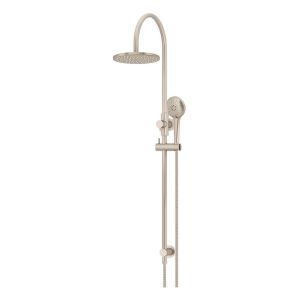 200mm Round Overhead Shower Rail, Three Function Hand Shower, Champagne